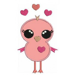 Stickmuster - Tweet Love Herzendes Vögelchen Appli